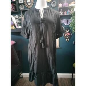 Boho black beach swim coverup